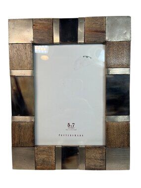 Pottery Barn Rustic Wood & Metal 5x7 Picture Frame with Mosaic Design for Tablet